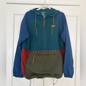 L.L. Bean Colorblock Anorak Windbreaker Jacket Hooded Pullover Small